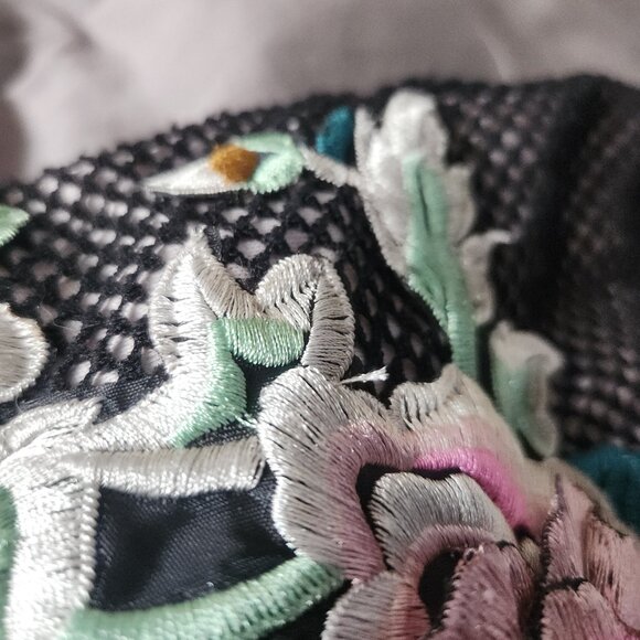 Unique Vintage-style Embroidered Bodycon V-neck mesh dress - Picture 16 of 16